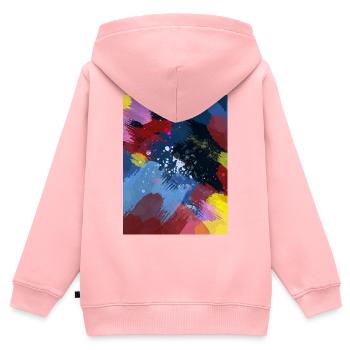 Farbexplosion Tintenstreifen - Kinder Premium Organic Zip Hoodie - Rosa - Hinten - AI Model Kid Female (0cm)