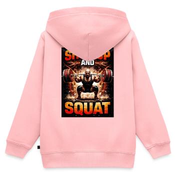 Halt die Klappe und hocke dich hin - Kinder Premium Organic Zip Hoodie - Rosa - Hinten - AI Model Kid Female (0cm)