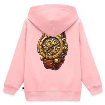 Steampunk Uhrwerk Chrono Design - Kinder Premium Organic Zip Hoodie - Rosa - Hinten - AI Model Kid Female (0cm)