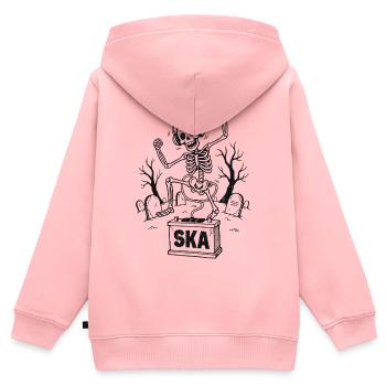 Squelette ska dansant dans le cimetière - Sweat Premium à capuche zippé enfant bio - rose - Dos - AI Model Kid Female (0cm)
