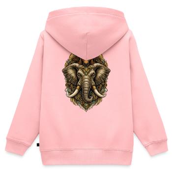 Ornamentale Elefanten-Pferde-Medaille - Kinder Premium Organic Zip Hoodie - Rosa - Hinten - AI Model Kid Female (0cm)