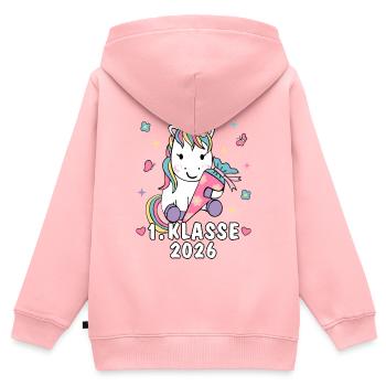 1. Klasse 2026 Einhorn mit Schultüte Mädchen  - Kinder Premium Organic Zip Hoodie - Rosa - Hinten - AI Model Kid Female (0cm)