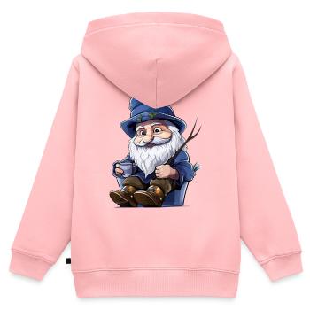 Blauer Waldgnom mit Becher - Kinder Premium Organic Zip Hoodie - Rosa - Hinten - AI Model Kid Female (0cm)