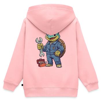 Schildkröte Mechanikerheld - Kinder Premium Organic Zip Hoodie - Rosa - Hinten - AI Model Kid Female (0cm)