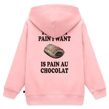 The Only Pain I Want Is Pain Au Chocolat - Kinder Premium Organic Zip Hoodie - Rosa - Hinten - AI Model Kid Female (0cm)