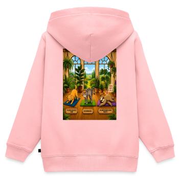 Zusammengebrochenes Faultier – Lustiges Yoga Shirt - Kinder Premium Organic Zip Hoodie - Rosa - Hinten - AI Model Kid Female (0cm)