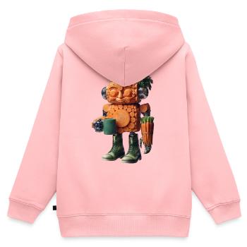 Karottenscheiben-Bot - Kinder Premium Organic Zip Hoodie - Rosa - Hinten - AI Model Kid Female (0cm)
