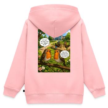 Robin Bling – Funny Robin Bird Wordplay - Kinder Premium Organic Zip Hoodie - Rosa - Hinten - AI Model Kid Female (0cm)