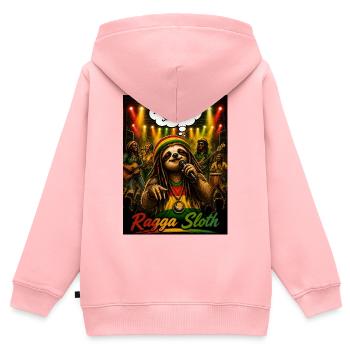 Ragga Sloth – Just Gimme Sloth Life Music Design - Kinder Premium Organic Zip Hoodie - Rosa - Hinten - AI Model Kid Female (0cm)