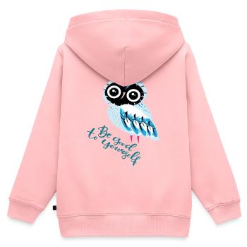 Hibou - Sweat Premium à capuche zippé enfant bio - rose - Dos - AI Model Kid Female (0cm)