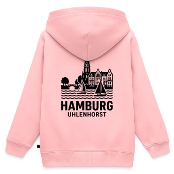 Hamburg Uhlenhorst Silhouette Alster - Kinder Premium Organic Zip Hoodie - Rosa - Hinten - AI Model Kid Female (0cm)
