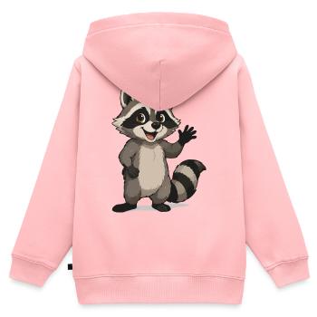 Winkender Waschbär Cartoon Motiv - Kinder Premium Organic Zip Hoodie - Rosa - Hinten - AI Model Kid Female (0cm)