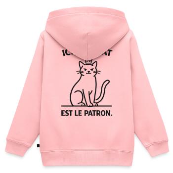  Ici Le Chat Est Le Patron - Sweat Premium à capuche zippé enfant bio - rose - Dos - AI Model Kid Female (0cm)