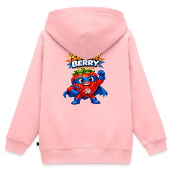 Baie du Super Héros Baie - Sweat Premium à capuche zippé enfant bio - rose - Dos - AI Model Kid Female (0cm)