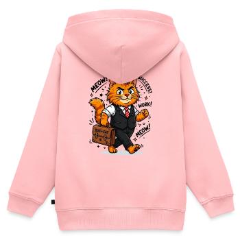  Fleißiger Business-Kater mit Aktentasche - Kinder Premium Organic Zip Hoodie - Rosa - Hinten - AI Model Kid Female (0cm)