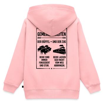 Büffel und Zug - Kinder Premium Organic Zip Hoodie - Rosa - Hinten - AI Model Kid Female (0cm)