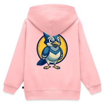 Jay Bird Kawaii Maskottchen Cartoon Clipart Logo Abzeichen - Kinder Premium Organic Zip Hoodie - Rosa - Hinten - AI Model Kid Female (0cm)