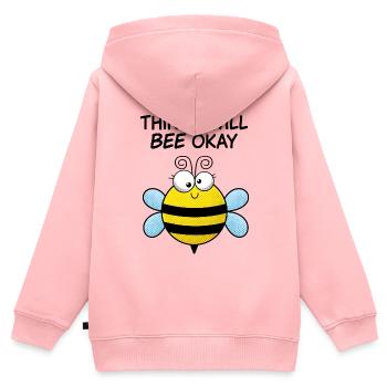 Things Will Bee Okay – süße Motivationsbiene - Kinder Premium Organic Zip Hoodie - Rosa - Hinten - AI Model Kid Female (0cm)