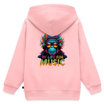 Bunter Schimpanse – Mein Leben für Musik - Kinder Premium Organic Zip Hoodie - Rosa - Hinten - AI Model Kid Female (0cm)