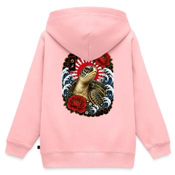 Schildkröte im japanischen Irezumi Stil - Kinder Premium Organic Zip Hoodie - Rosa - Hinten - AI Model Kid Female (0cm)