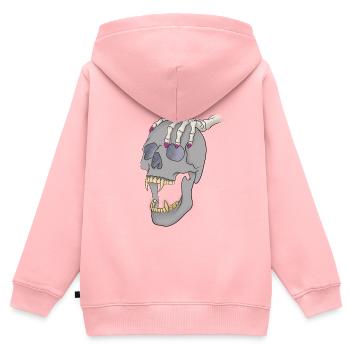Schädel mit Hand - Kinder Premium Organic Zip Hoodie - Rosa - Hinten - AI Model Kid Female (0cm)