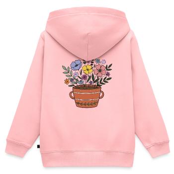 Blumen im Terrakotta-Topf - Kinder Premium Organic Zip Hoodie - Rosa - Hinten - AI Model Kid Female (0cm)