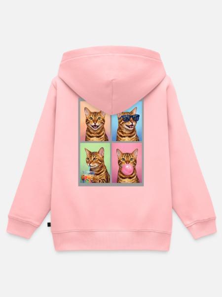 Katzen Bengal Katze - Kinder Premium Organic Zip Hoodie - Rosa
