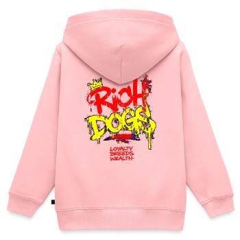 Rich Dogs Graffiti-Krone - Kinder Premium Organic Zip Hoodie - Rosa - Hinten - AI Model Kid Female (0cm)