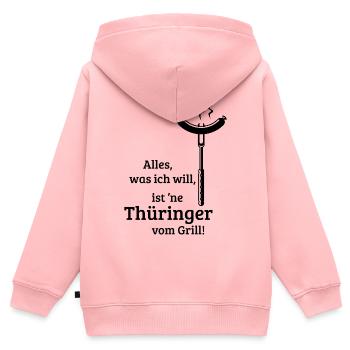 Eine Thüringer vom Grill! (Bratwurst Grillen / B) - Kinder Premium Organic Zip Hoodie - Rosa - Hinten - AI Model Kid Female (0cm)