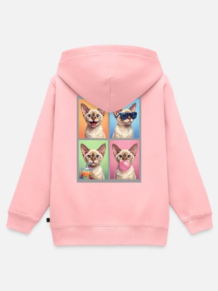 Katzen Devon Rex Katze - Kinder Premium Organic Zip Hoodie - Rosa