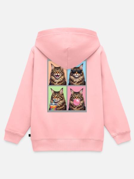 Katzen Maine Coon Katze - Kinder Premium Organic Zip Hoodie - Rosa