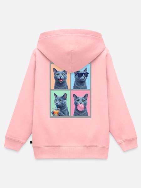 Katzen Russisch Blau Katze - Kinder Premium Organic Zip Hoodie - Rosa