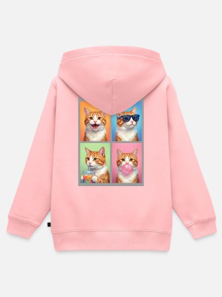 Katzen Orange Tabby Katze - Kinder Premium Organic Zip Hoodie - Rosa