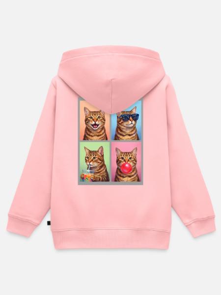 Katzen Orange Tabby Katze - Kinder Premium Organic Zip Hoodie - Rosa
