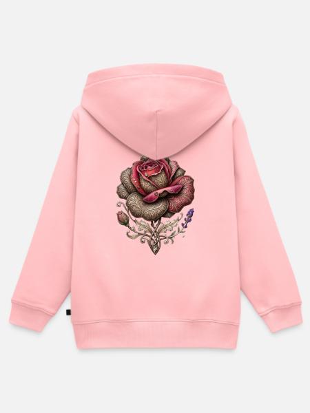 Schnitzte Rose - Kinder Premium Organic Zip Hoodie - Rosa