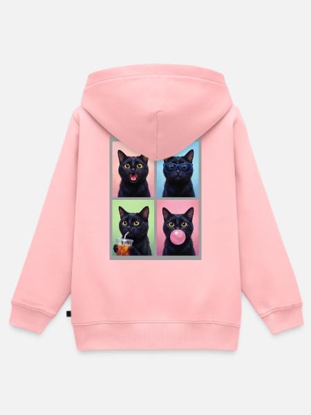 Katzen schwarze Katze - Kinder Premium Organic Zip Hoodie - Rosa
