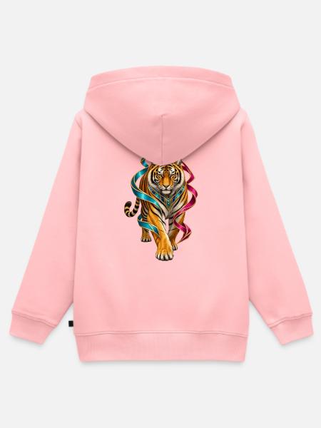 Tiger mit bunten Bändern Ornament - Kinder Premium Organic Zip Hoodie - Rosa