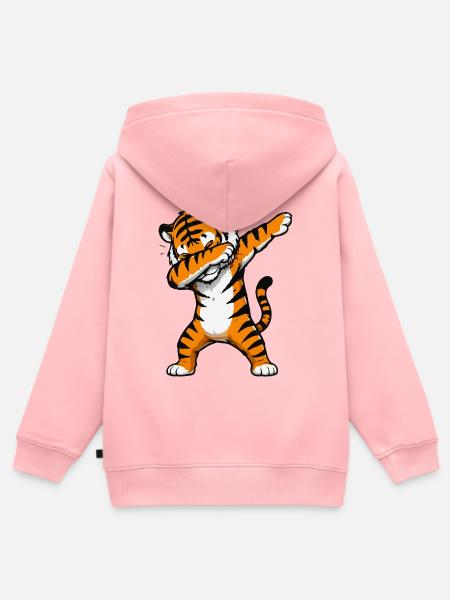 Tiger Dab Aufdruck - Kinder Premium Organic Zip Hoodie - Rosa