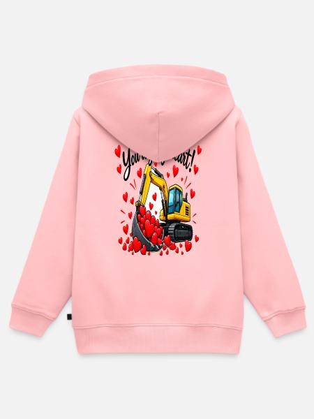 Ein Ausgräber, der Herzen liebt - Kinder Premium Organic Zip Hoodie - Rosa