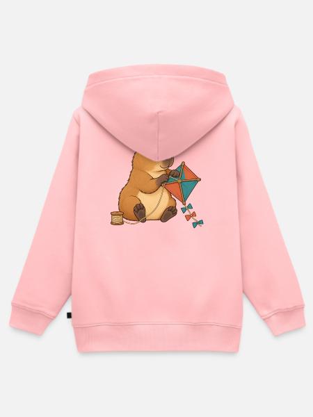 Capybara baut einen Papierdrachen - Kinder Premium Organic Zip Hoodie - Rosa