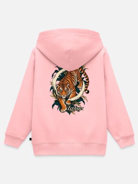 ZenTiger: Tiger im Zen-Kreis - Kinder Premium Organic Zip Hoodie - Rosa