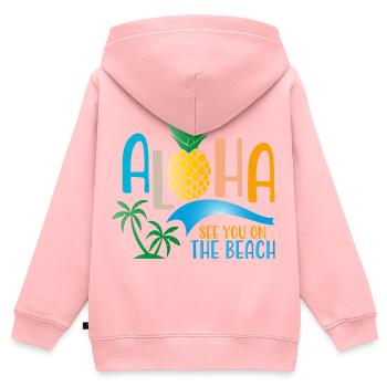plage - Sweat Premium à capuche zippé enfant bio - rose - Dos - AI Model Kid Female (0cm)