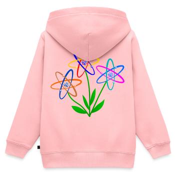 puissance florale, atome, noyau atomique, énergie nucléaire des fleurs - Sweat Premium à capuche zippé enfant bio - rose - Dos - AI Model Kid Female (0cm)