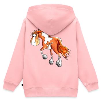 Drôle Pinto - Équitation Western - Cheval - Sweat Premium à capuche zippé enfant bio - rose - Dos - AI Model Kid Female (0cm)