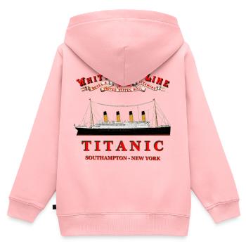 TITANIC CREATION Louis RUNEMBERG © Adagp - Sweat Premium à capuche zippé enfant bio - rose - Dos - AI Model Kid Female (0cm)
