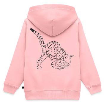 Chat noir - Sweat Premium à capuche zippé enfant bio - rose - Dos - AI Model Kid Female (0cm)