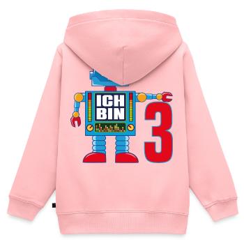 Kleiner lustiger Roboter - ich bin 3 Jahre alte - Kinder Premium Organic Zip Hoodie - Rosa - Hinten - AI Model Kid Female (0cm)