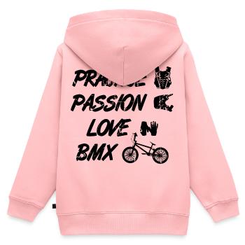Passion Love BMX - Kinder Premium Organic Zip Hoodie - Rosa - Hinten - AI Model Kid Female (0cm)