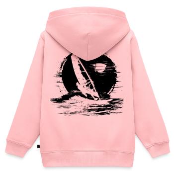 Fan de planche à voile - Sweat Premium à capuche zippé enfant bio - rose - Dos - AI Model Kid Female (0cm)