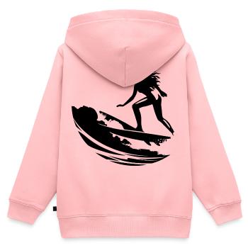 Weiblicher Surfer - Kinder Premium Organic Zip Hoodie - Rosa - Hinten - AI Model Kid Female (0cm)
